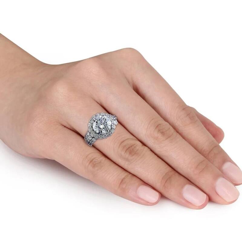 6 1/2Ct Diamond Halo Engagement Ring Lab Grown in White or Yellow Gold