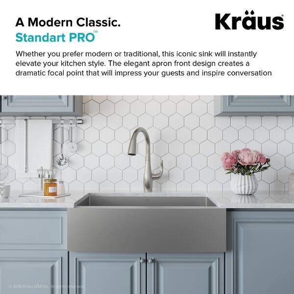 Kraus Standart Pro Stainless Steel 30 In 1 Bowl Farmhouse Kraus Standart Pro Stainless Steel