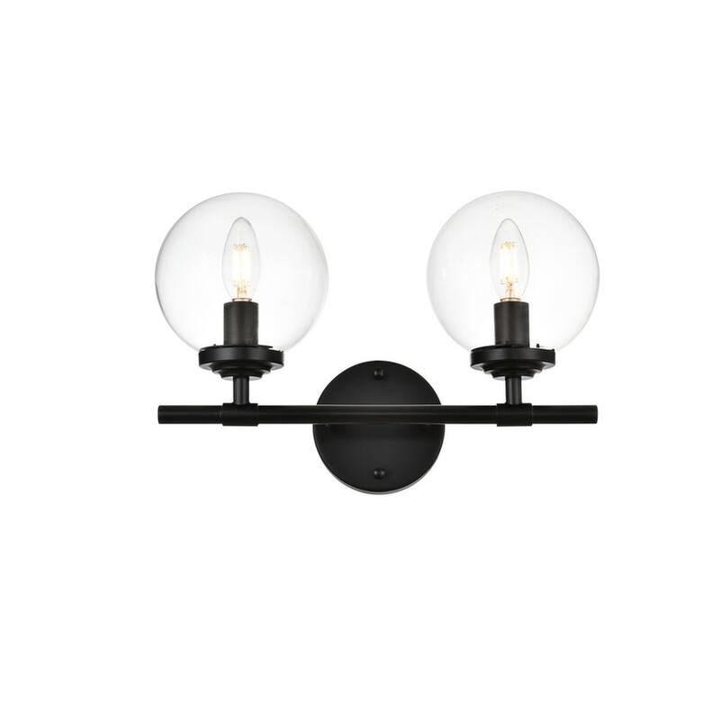 Inzo 1 Light Black and Clear Bath Sconce - Black - 15