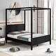preview thumbnail 1 of 7, Queen Size Wooden Canopy Platform Bed with Headboard and Footboard Underbed Storage ,Slat Support Leg Brown