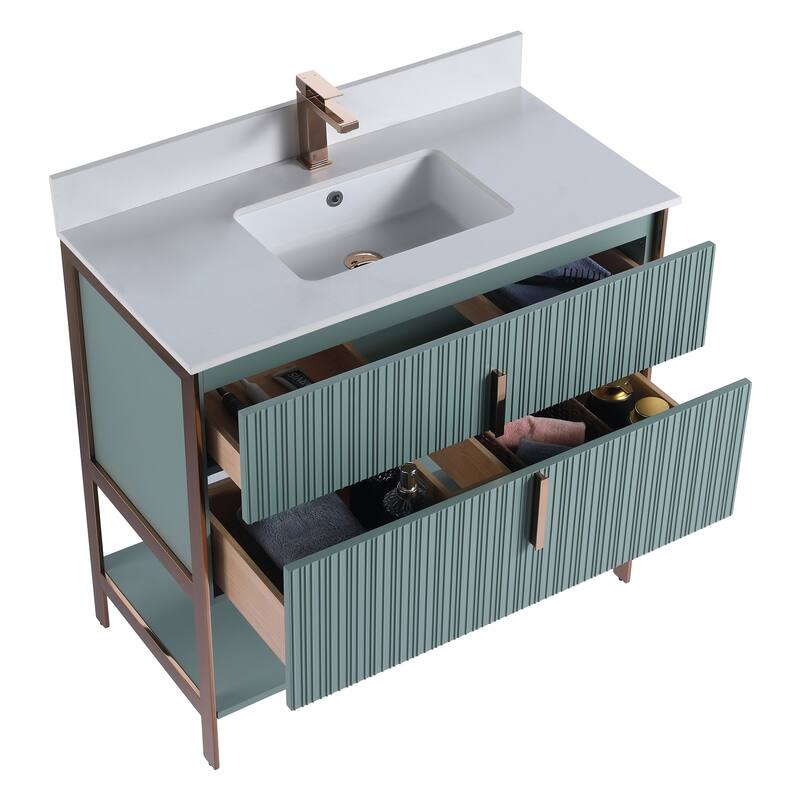 Fine Fixtures Serenity Modern Bathroom Vanity with White Stone Top