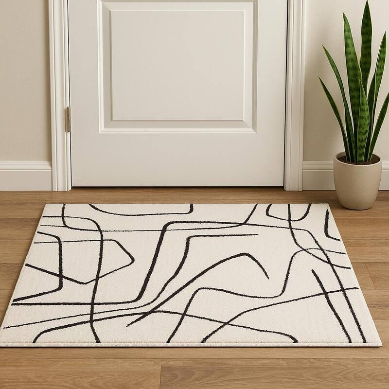 HomeRoots Abstract Rectangle Area Rug - 36.00 in. x 24.00 in.  x 0.60 in.