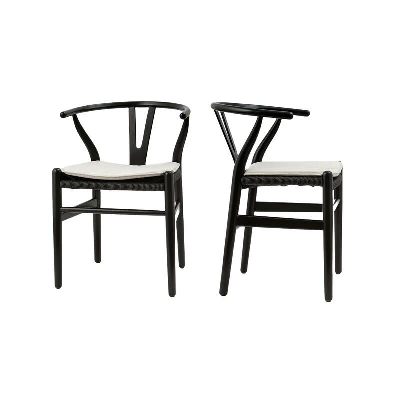Dining Chairs for Dining Room,Soild Wood Weave Dining Chair,Armchair,Fully Assembled,Set of 2 - Black
