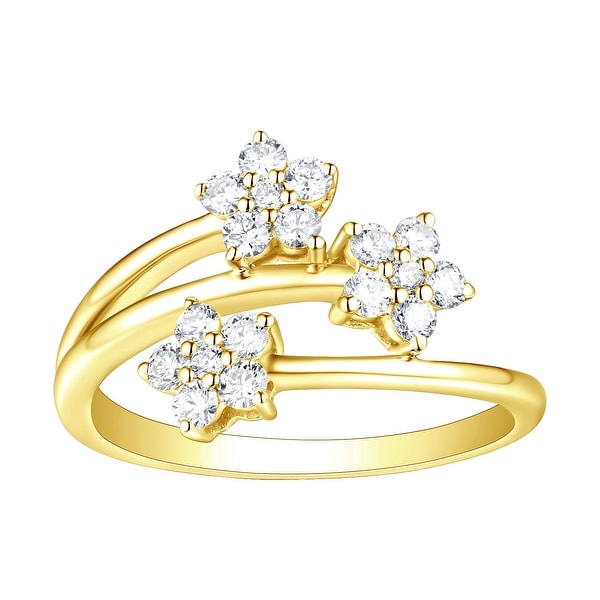 14k Gold Prism Jewel Natural G-H//SI1 Round Diamond Delicate Bypass Ring