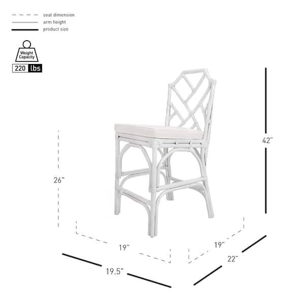 dimension image slide 4 of 5, NPD Furniture Kara Rattan Counter Stool (Set of 2)