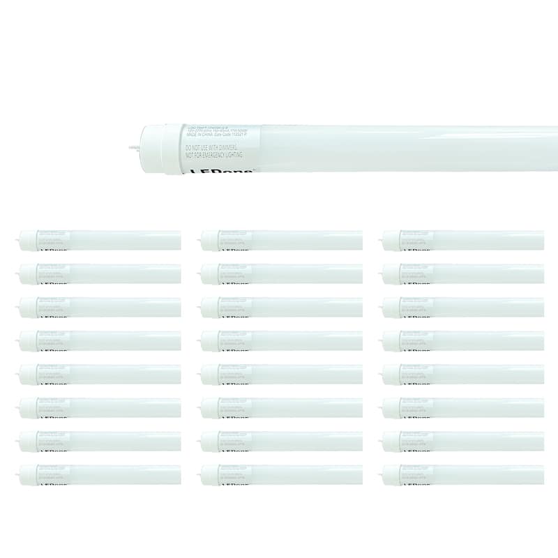 4FT T8 LED Tube Light, Type B Ballast Bypass Double Ended, 17W=45W, 2200LM, 5000K, Frosted, 25 Pack - White - 47.78