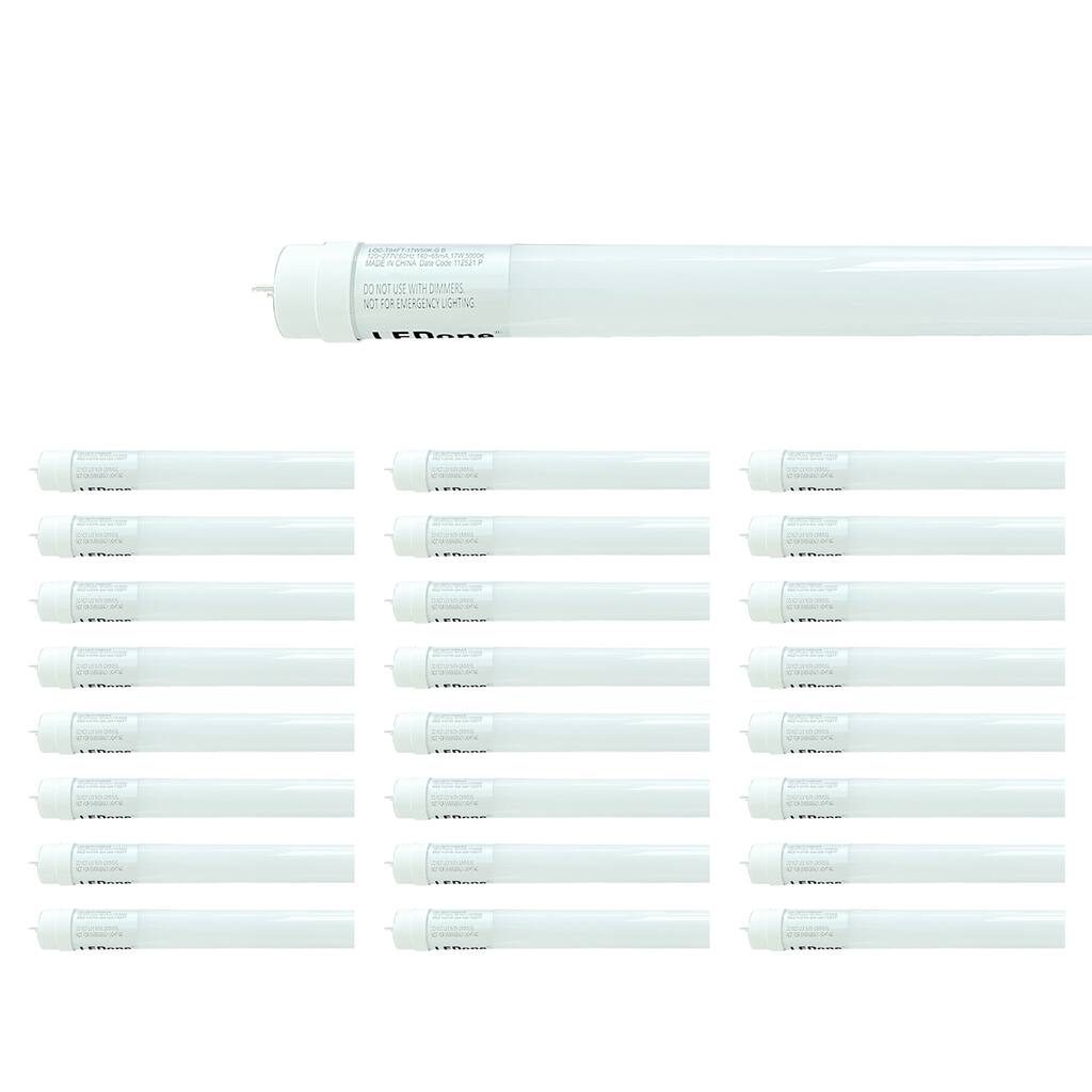 4FT T8 LED Tube Light, Type B Ballast Bypass Double Ended, 17W=45W, 2200LM, 5000K, Frosted, 25 Pack - White - 47.78