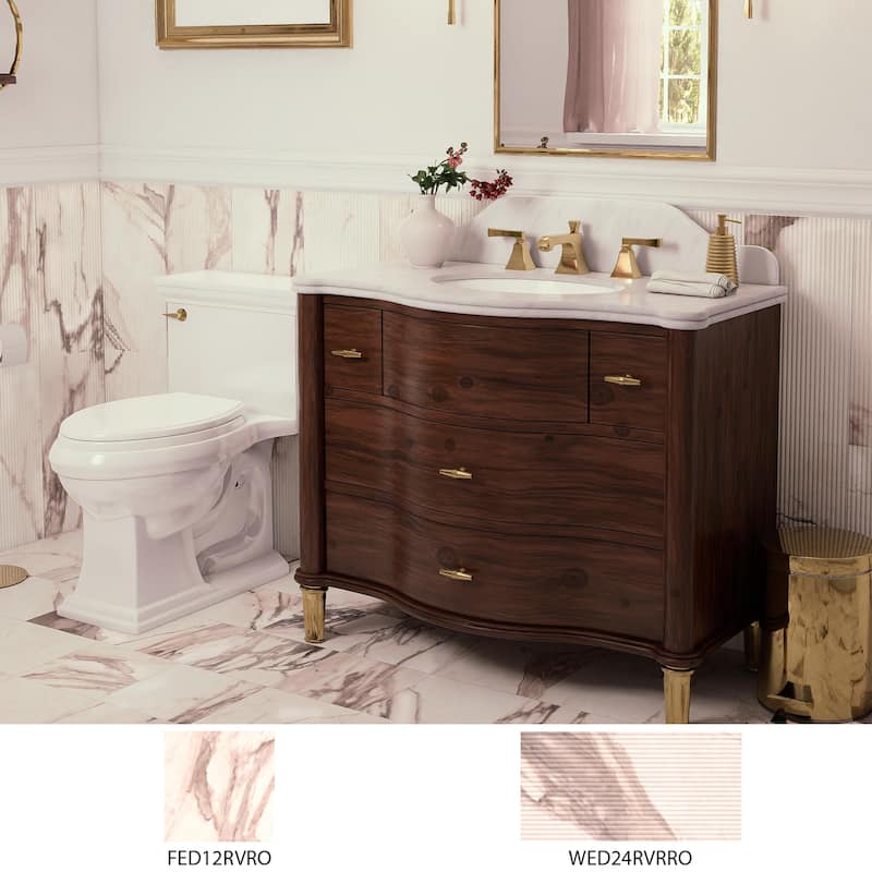 Merola Tile Reve Roseliere Deco Rose 11-3/4" x 23-1/2" Porcelain Wall Tile