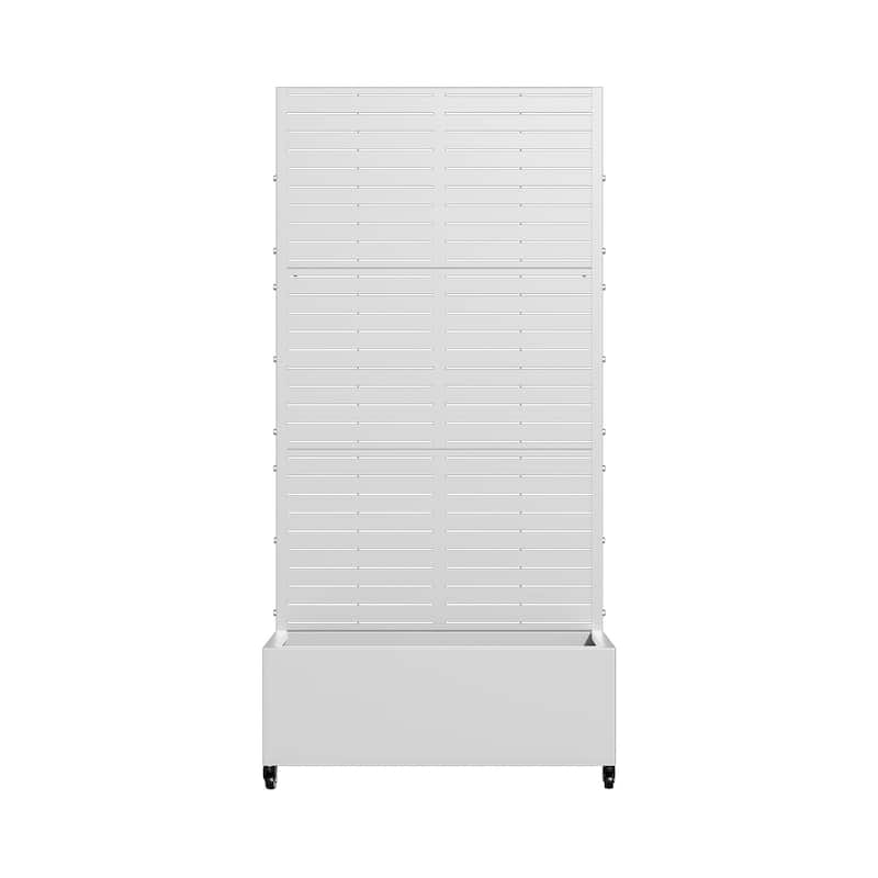 Metal Movable Planter Box with Trellis Privacy Screen Planter Box with Lockable Wheels - 72"x35"