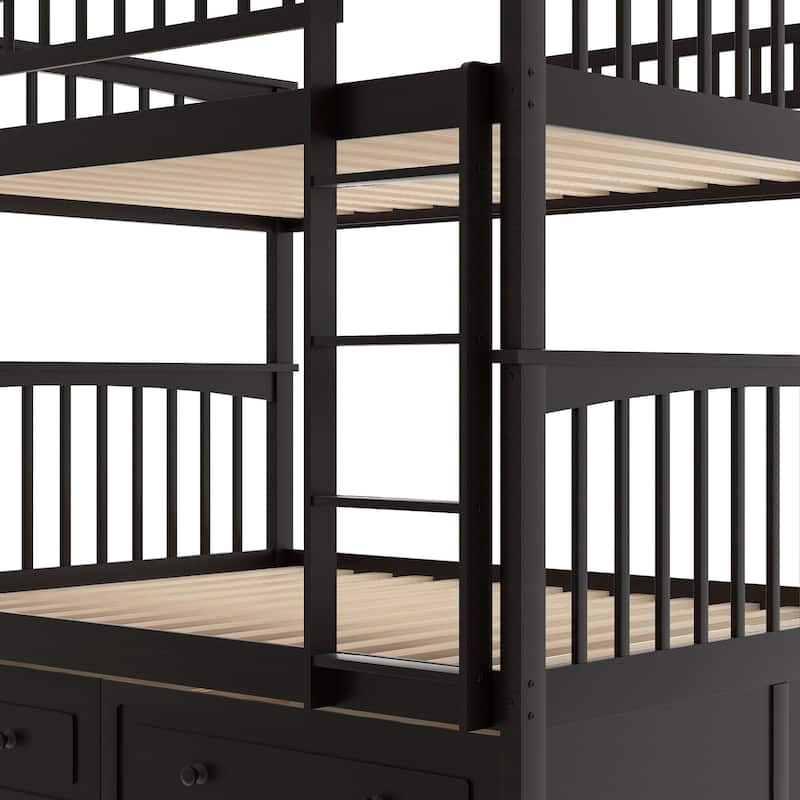 Full Over Full Bunk Bed With Drawers, Convertible Beds