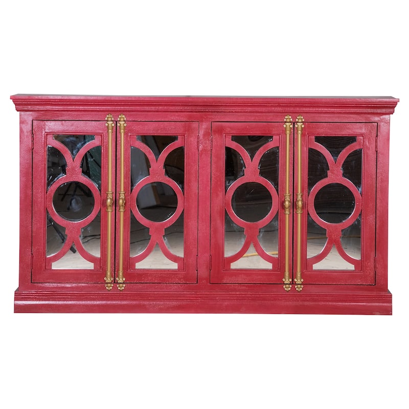 Maadze 71" 4-Glass Door Kitchen Accent Buffet Sideboard Cabinet