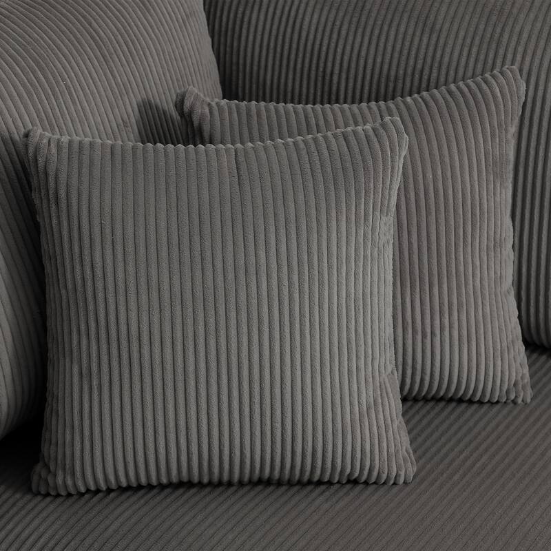 Set of 2 Modern Square Corduroy Accent Throw Pillow