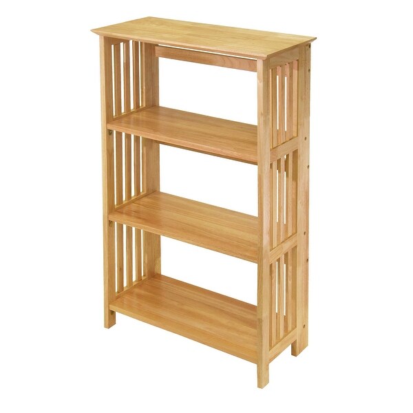 42" Natural Elegant Mission Tall Rectangular 4-Tier Folding Shelf - N/A