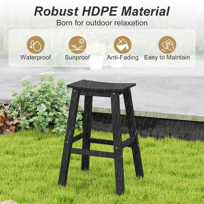 Gymax 29'' Patio Bar Stool Set of 2 w/ Curved Seat & Footrests for