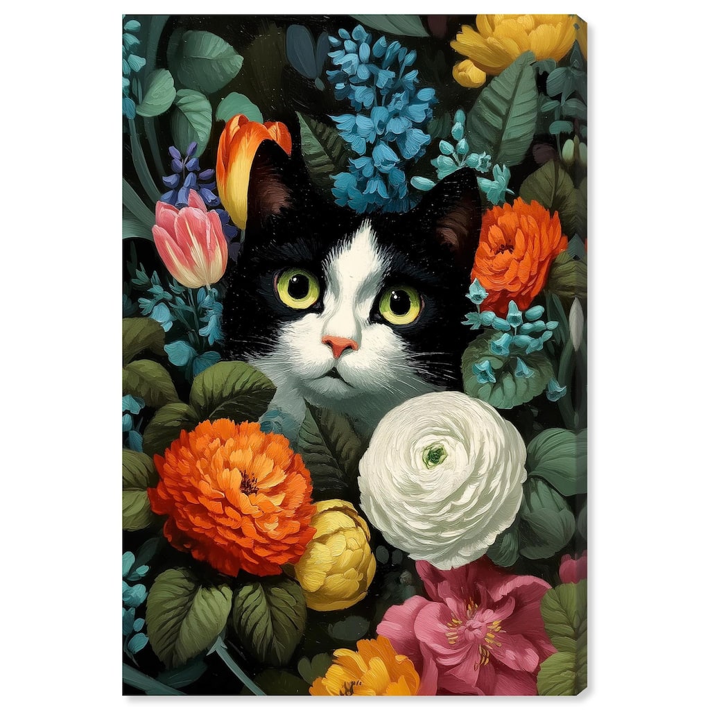 Secret Garden Cat Canvas by Art Remedy, Gallery Wrapped
