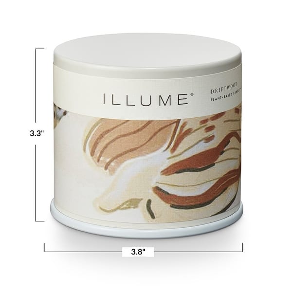 dimension image slide 0 of 3, ILLUME Beautifully Done Driftwood Demi Vanity Tin Candle