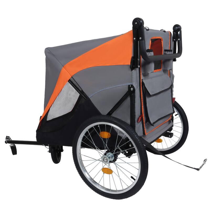 2-In-1 Bike Trailer & Push Cart For Pets-Quick Release Wheel,Pockets And Storage Bag,Holds Pets Up To 88 Lbs
