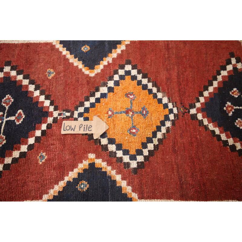 Orange Qashqai Persian Vintage Area Rug Handmade Wool Carpet - 3'3"x 6'1"