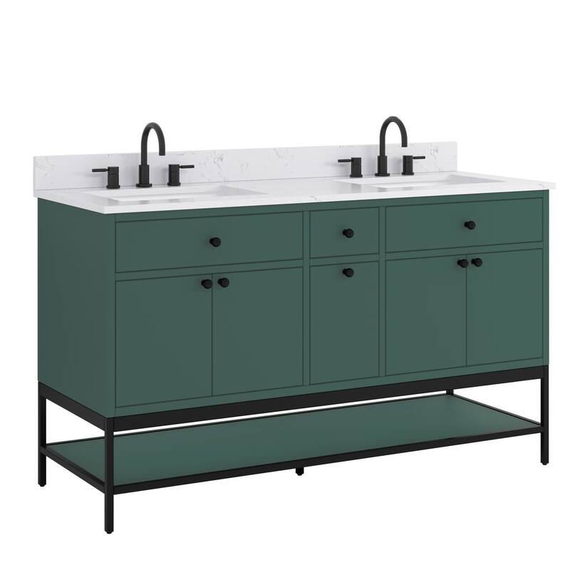 Avanity Paisley 60 in. Double Sink Vanity with Cala White Engineered Top