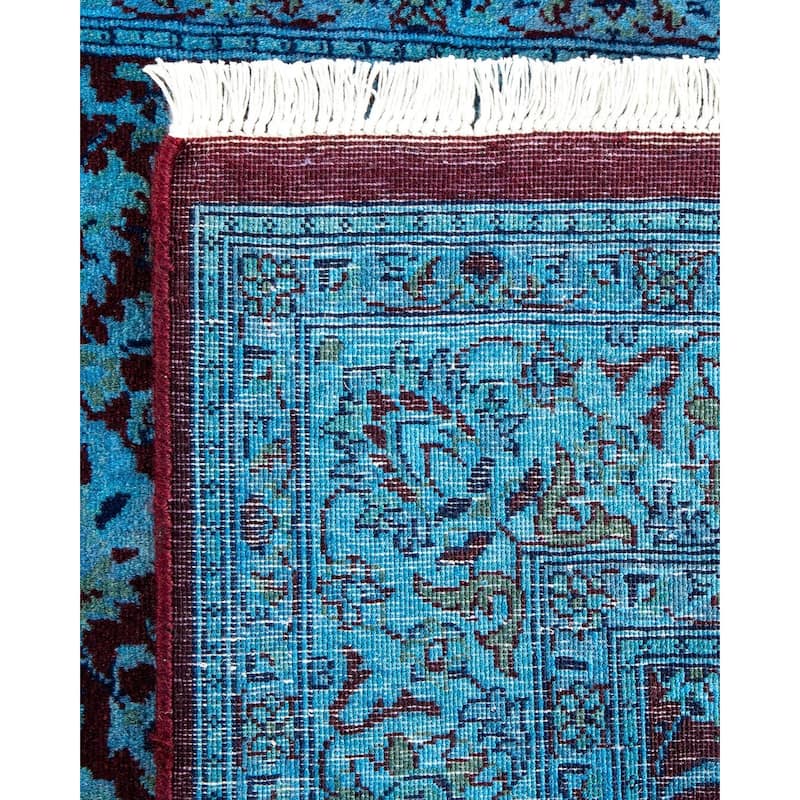 Overton Hand Knotted Wool Vintage Inspired Modern Contemporary Overdyed Blue Area Rug - 3' 2" x 5' 1"