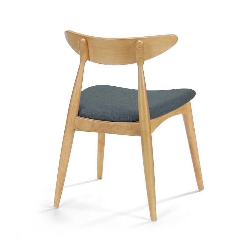 Roomfitters Retro Rubberwood Dining Chairs with Ergonomic Back and Plush Cushions, Set of 2