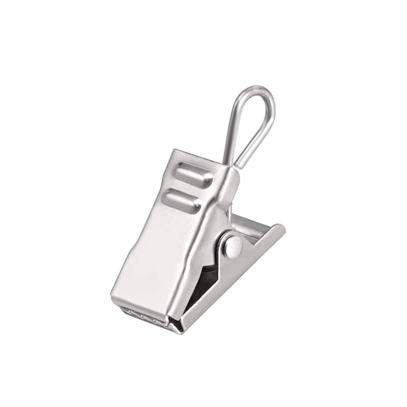 Curtain Clips with Hooks Metal 18mm Clip Length for Drapery Silver Tone 24 Pcs - Silver Tone