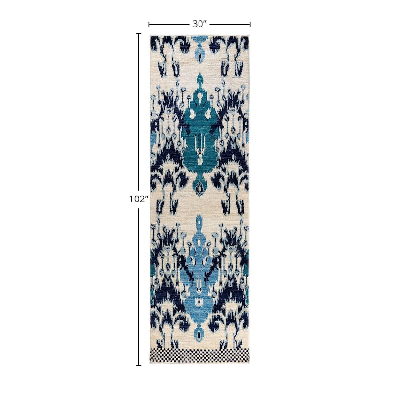 Contemporary Overdyed Wool Hand Knotted Runner - 2' 6" x 8' 6"