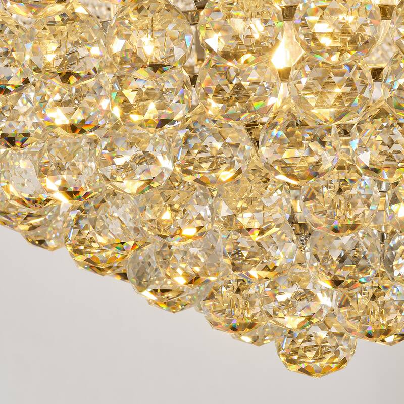 32-Inch Crystal Chandelier, 27-Light Ceiling Light with LED Bulbs - N/A