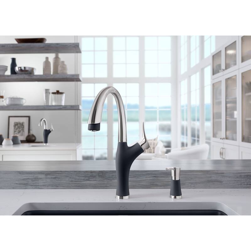 Blanco Artona Pull-Down Kitchen Faucet with Soap Dispenser - 2" x 8.63" x 15.75" - 2" x 8.63" x 15.75"