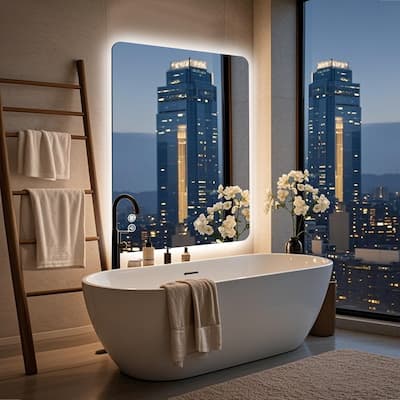 Rectangular Backlit Mirror Bathroom with LED strips,30"x40"