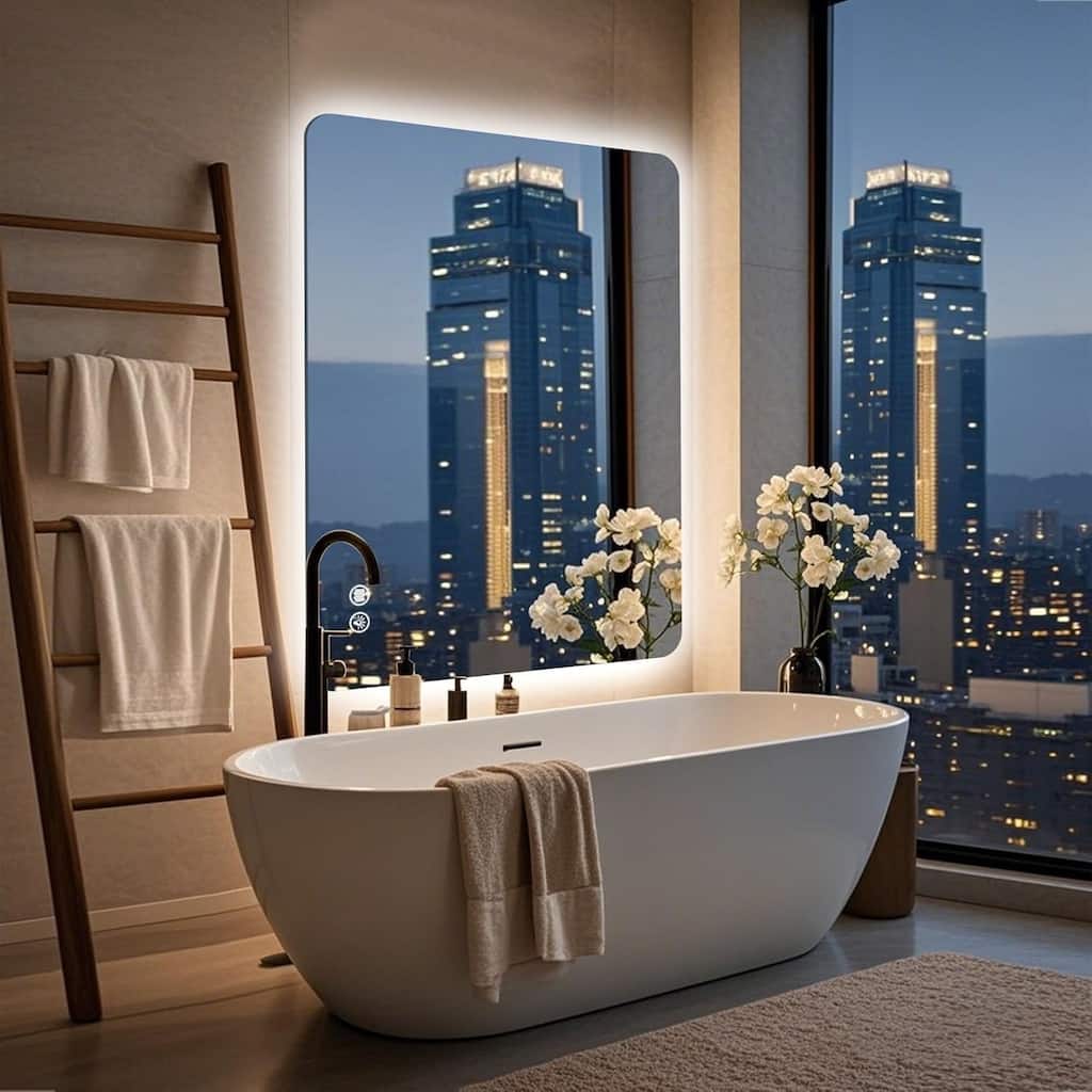 Rectangular Backlit Mirror Bathroom with LED strips,30"x40"