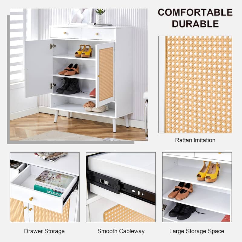 Modern Minimalist Storage Cabinet, Rattan Shoe Cabinet, Bed Top Cabinet,Beautiful Shape