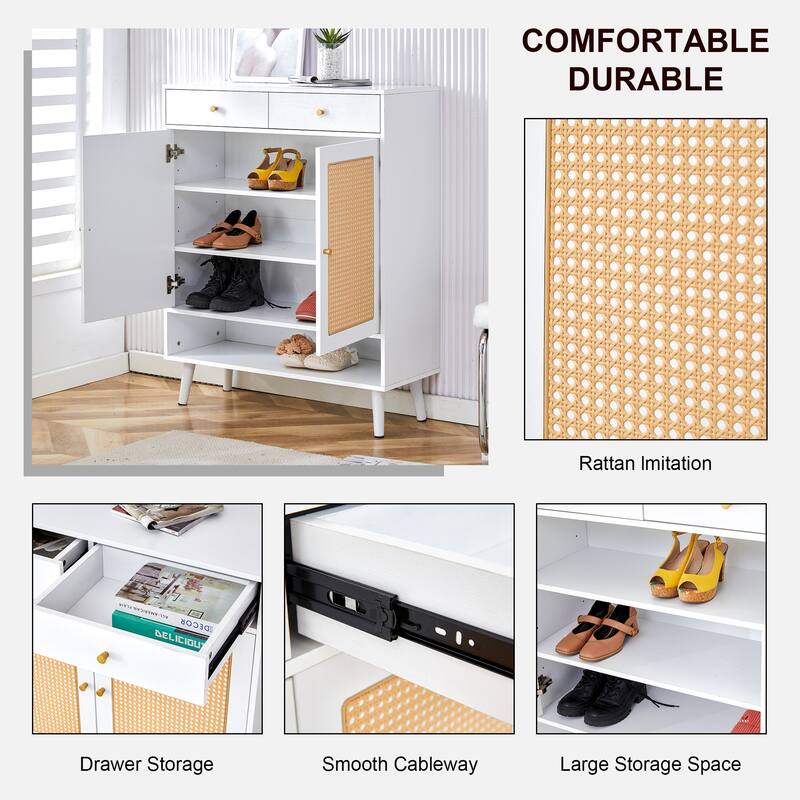 modern minimalist storage cabinet, rattan shoe cabinet, bedside table