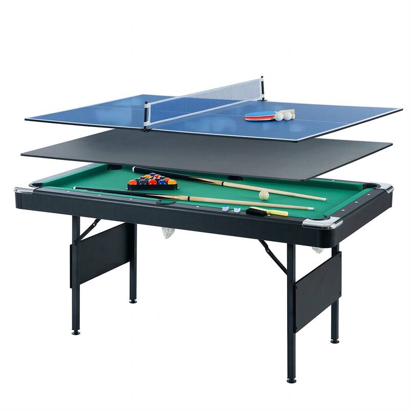 Billiard Table, Table Tennis, 3-in-1 Family Movement Game Table - Green