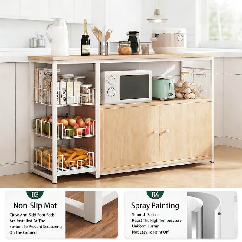 Modern Wooden Kitchen Utility Storage Buffets Shelf with Cabinet