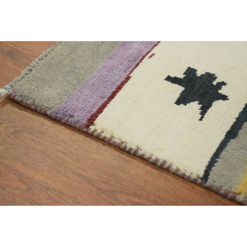Vegetable Dye Gabbeh Turkish Area Rug Handmade Wool Carpet - 8' 10'' X 5' 11''
