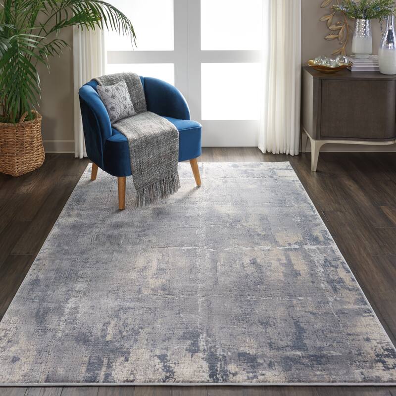 Rustic Textures Vintage Abstract Modern Area Rug - 5'3" x 7'3" - Grey/Beige