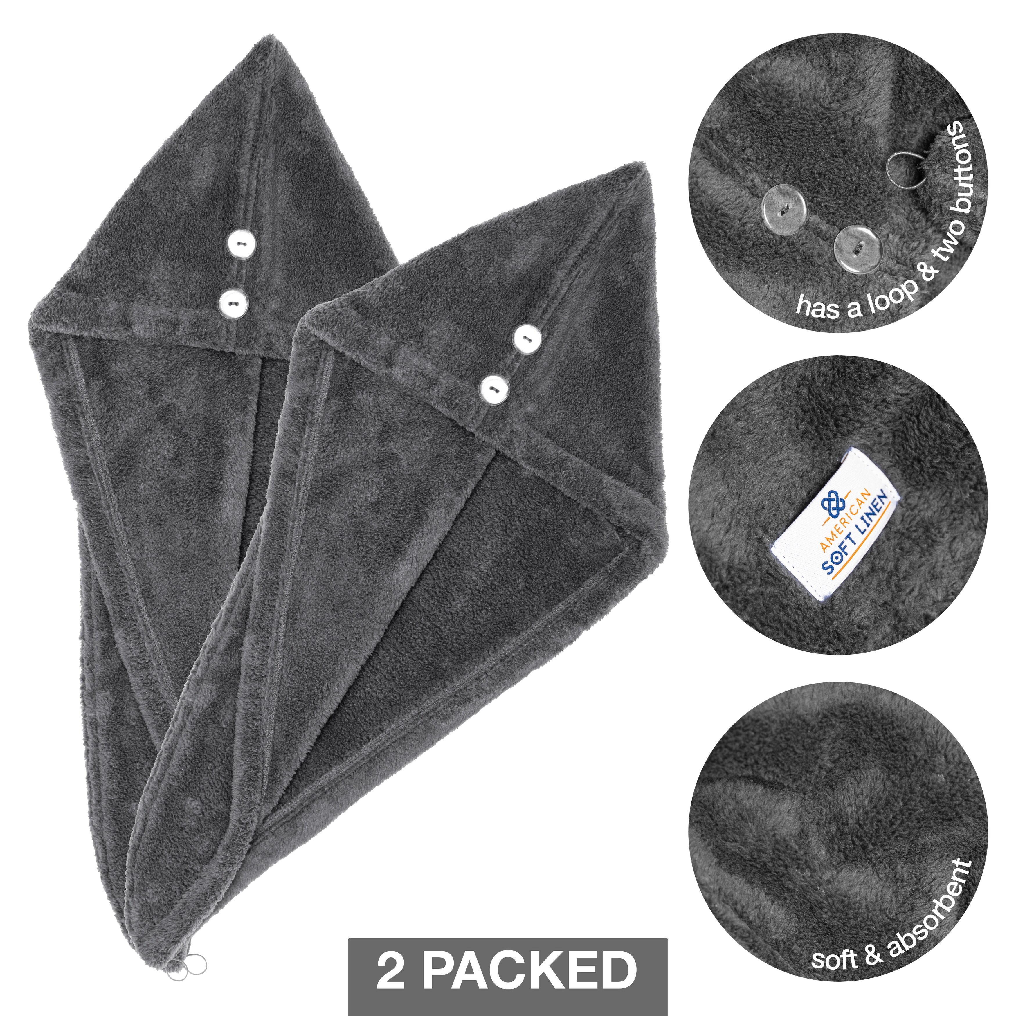 American Soft Linen Hair Drying Towel Towel Cap with Button