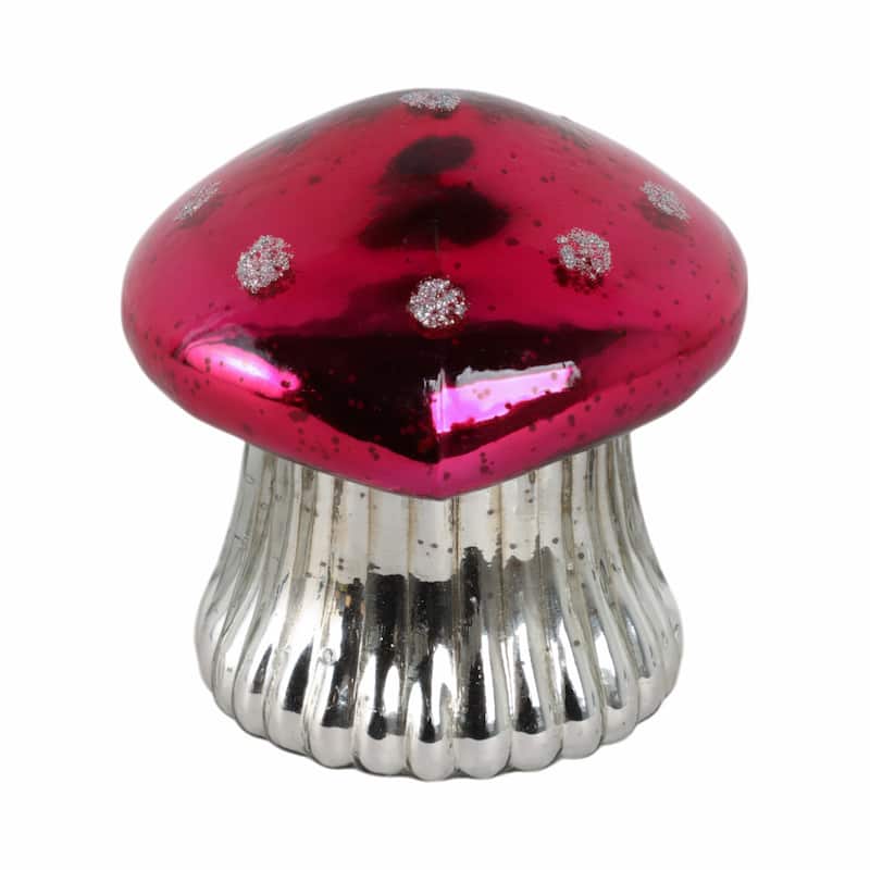 Glass Mushroom Candle Jar with Lid Boho Glam Wax Soy Accent Decor - 6" x 6" x 6" - Pink