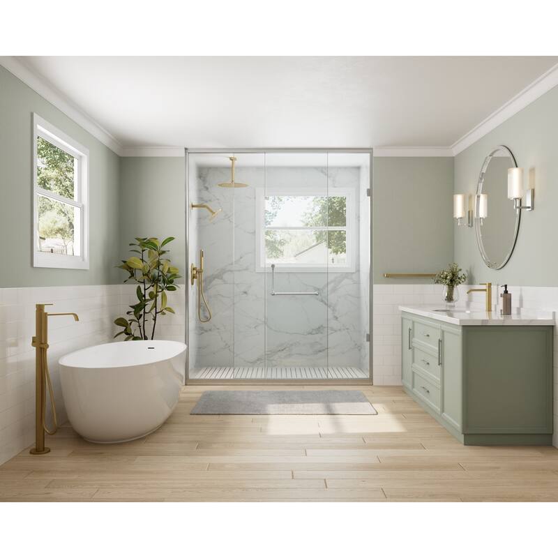 GRANDJOY Dual Shower Heads with Handheld Spray 10" Rainfall Wall Mount Shower Faucet Set