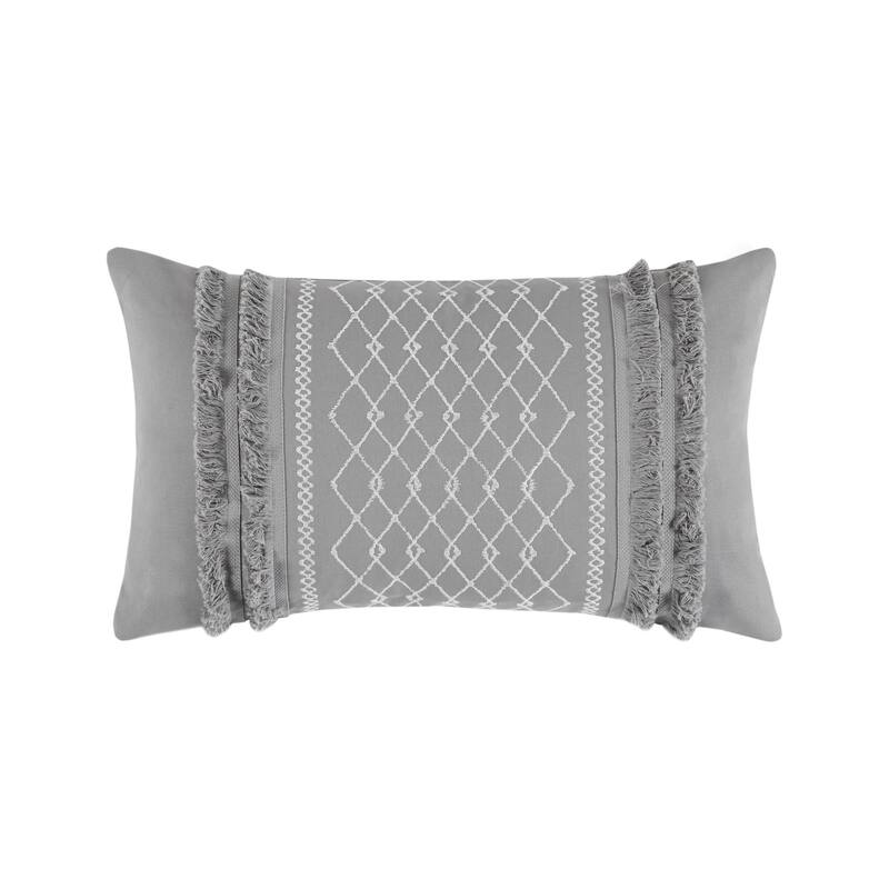 INK+IVY Bea Embroidered Cotton Oblong Pillow with Tassels