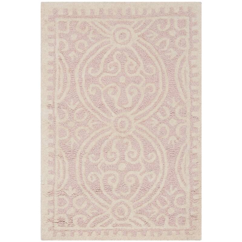 SAFAVIEH Handmade Cambridge Myrtis Moroccan Wool Rug - 2'6" x 4' - Light Pink/Ivory