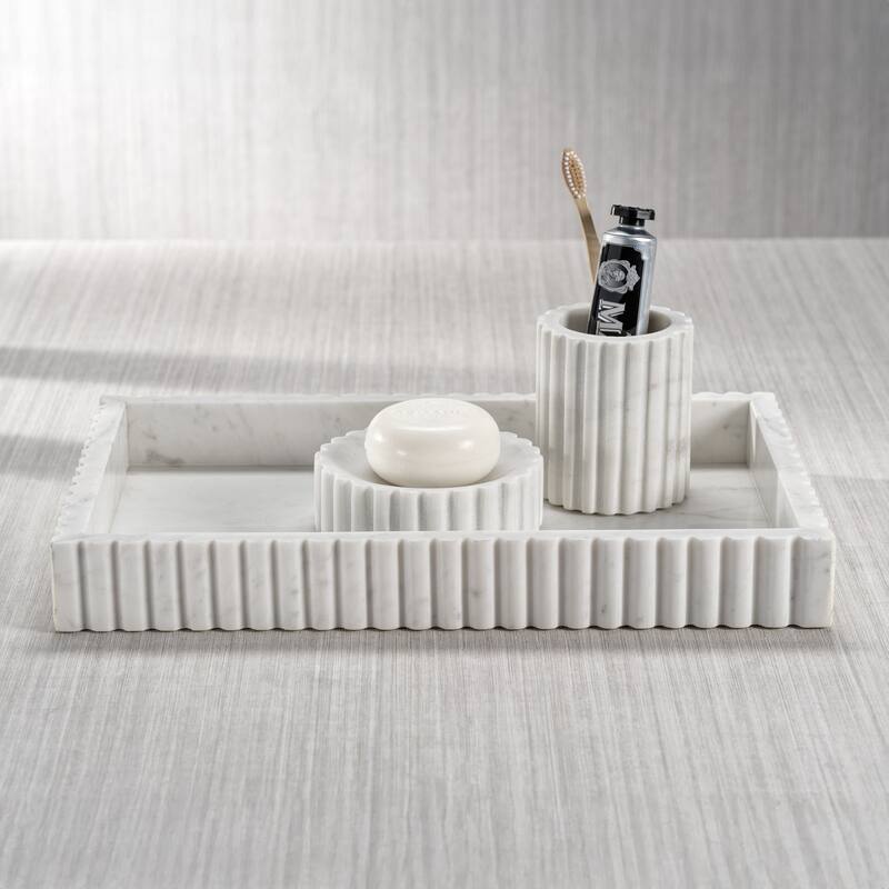 Calabria Scalloped Vanity Marble Tray - White