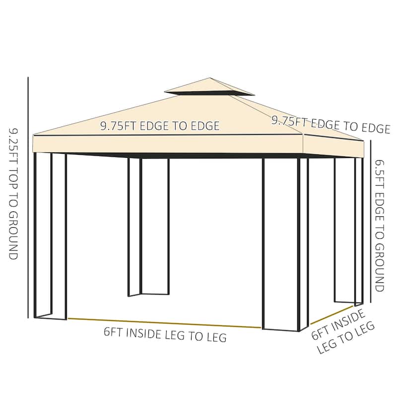 10x10ft Double Roof Metal Gazebo with Netting, Ideal for Outdoor Gatherings