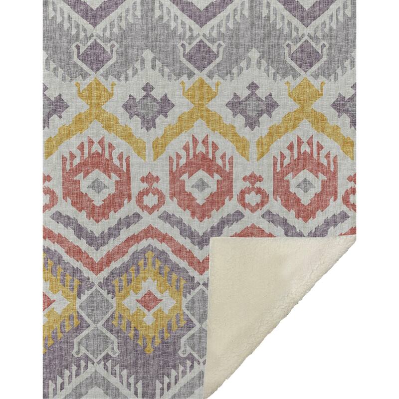 Premium Machine Washable ASB108 Sherpa Boho Global Throw Blanket