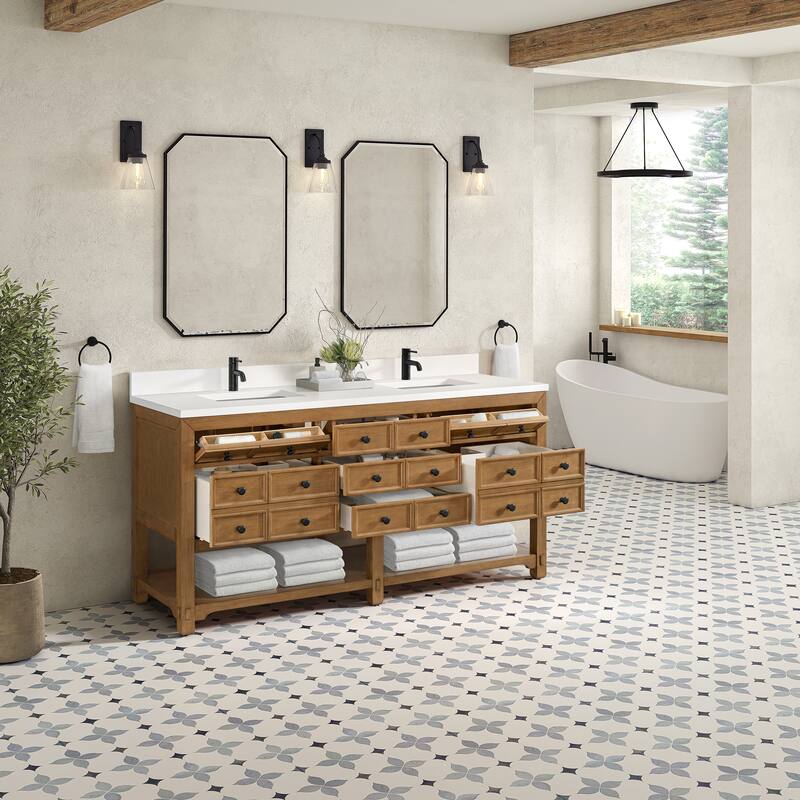 Malibu 72" Double Vanity Cabinet, Amber Birch