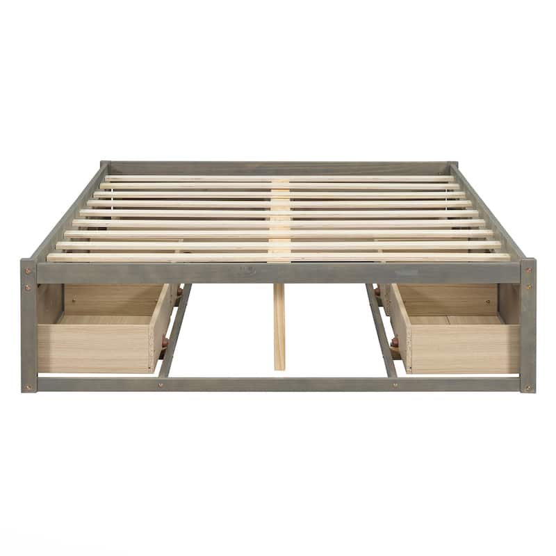 Full Size Platform Bed with 6 Storage Drawers