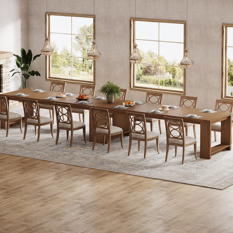 86.61 Inch Extra Long Wood Dining Table Kitchen Table for 6-8