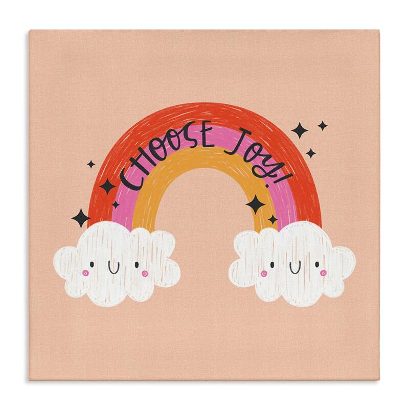 Stupell Choose Joy Happy Rainbow Canvas Wall Art Design By Sarah Hickman - 30 x 30