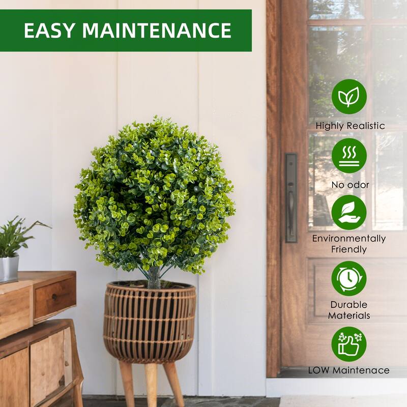 Artificial Cedar Topiary Trees with Ground Spike for Outdoor,Fake Topiary Ball Trees Artificial Plant Brush for Indoor